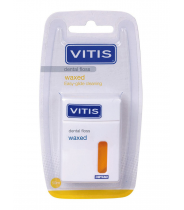 Нить межзубная желтая в твердой упаковке Vitis Waxed Dental Floss 50 м