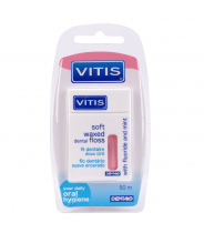 Нить межзубная в твердой упаковке Vitis Waxed Dental Floss with Fluoride and Mint 50 м