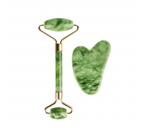 Набор роликовый массажер для лица и кристалл Гуаша из натурального нефрита AMG33..