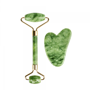 Набор роликовый массажер для лица и кристалл Гуаша из натурального нефрита AMG331