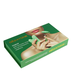 Набор роликовый массажер для лица и кристалл Гуаша из натурального нефрита AMG331