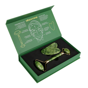 Набор роликовый массажер для лица и кристалл Гуаша из натурального нефрита AMG331