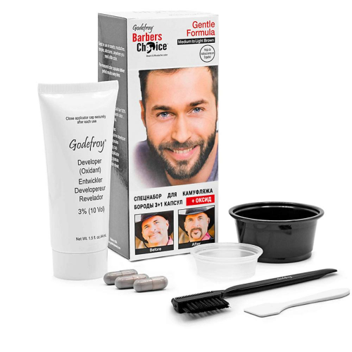 Набор Камуфляж бороды, средне-светло коричневый / Barbers Choice Medium-Light Brown 145 г