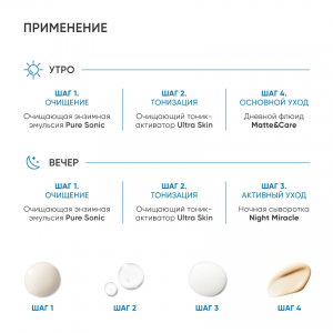 Набор для жирной кожи (эмульсия 50 мл + тоник 50 мл + сыворотка 15 мл + флюид 20 мл) Re:Program trial size