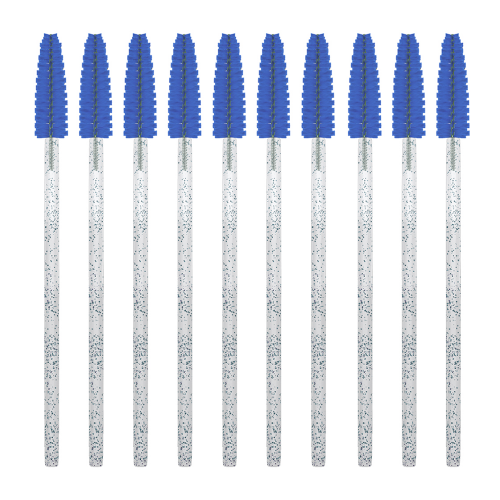 Щеточки для ресниц и бровей одноразовые голубые с глиттером / INNOVATOR COSMETICS 10 шт