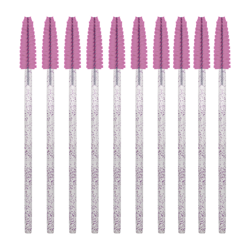 Щеточки для ресниц и бровей одноразовые светло-розовые с глиттером / INNOVATOR COSMETICS 10 шт