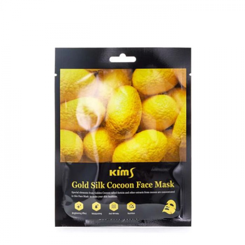 Маска для лица антивозрастная с протеинами кокона шелкопряда / Kims Gold Silk Cocoon Face Mask 1 шт