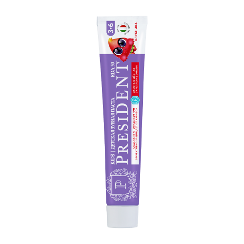 Паста зубная детская 3-6 Клубника (50 RDA) / President 70 гр