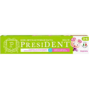 Паста зубная детская 3-6 Леденец (50 RDA) / President 70 гр