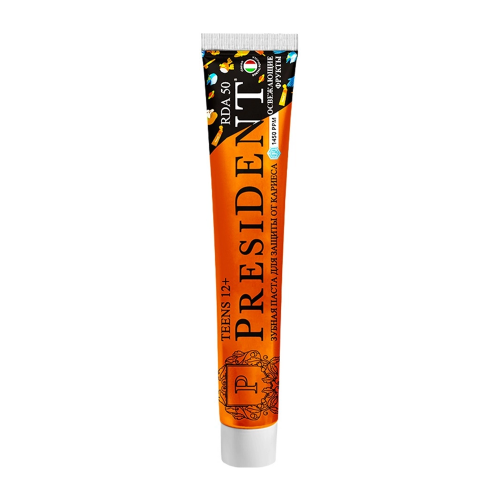 Паста зубная детская 12+ с фтором (50 RDA) / President Fresh tropic 70 гр