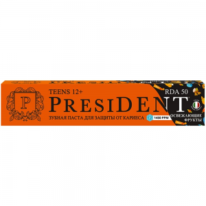 Паста зубная детская 12+ с фтором (50 RDA) / President Fresh tropic 70 гр