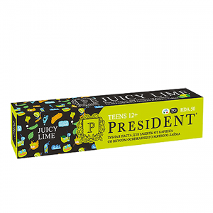 Паста зубная детская 12+ Juicy lime (50 RDA) / President 70 г