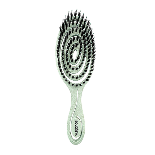 Био-расческа подвижная для волос c натуральной щетиной, зеленая / Detangling Bio Hair Brush With Natural Boar Bristle Green