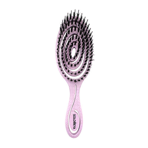 Био-расческа подвижная для волос c натуральной щетиной, сиреневая / Detangling Bio Hair Brush With Natural Boar Bristle Lilac