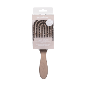 Расческа массажная для волос с натуральной щетиной, бежевая / Hair Brush with natural boar bristle Beige
