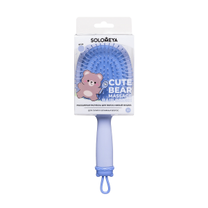 Расческа массажная для волос милый мишка, голубая / Cute Bear Massage Hair Brush Blue